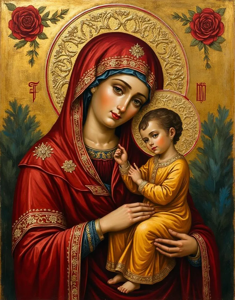 The Kazanskaya (Kazan Mother of God) — Hodegetria-type icon of the Theotokos pointing toward Christ