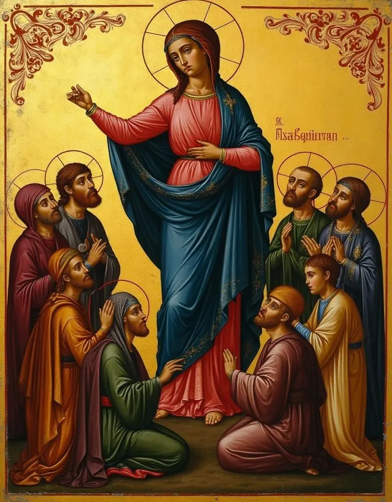 The Protection (Pokrov) of the Theotokos — Mary spreading her veil over the faithful