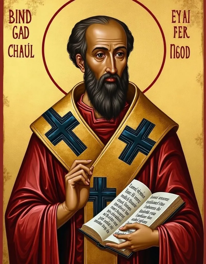 St. John Chrysostom in bishop's vestments — the Golden-Mouthed preacher and liturgist