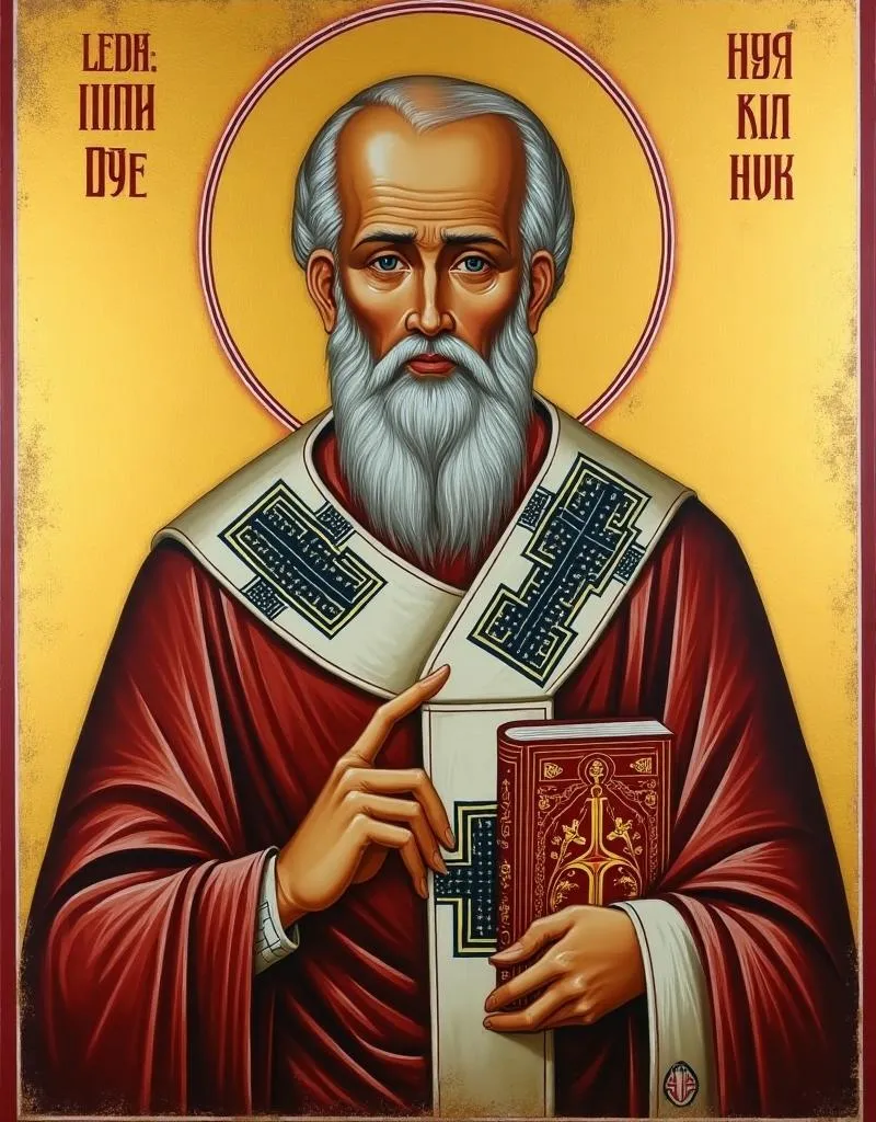 St. Nicholas the Wonderworker in bishop's vestments, holding a Gospel book
