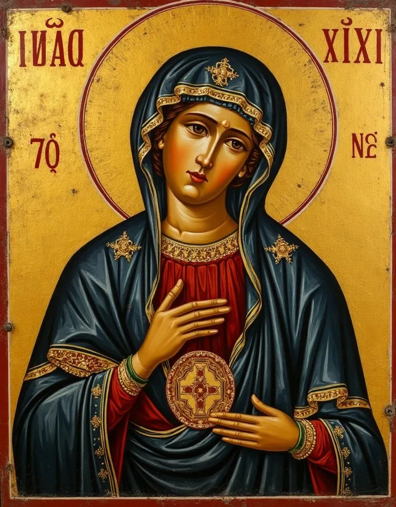 The Theotokos of the Sign (Znamenie) from Novgorod — Mary in prayer with Christ Emmanuel on her chest
